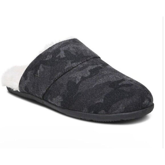 Vionic Slipper Mens‎ 10 Alfons Dark Shadow Gray Suede Orthotic Mule New - Picture 1 of 11